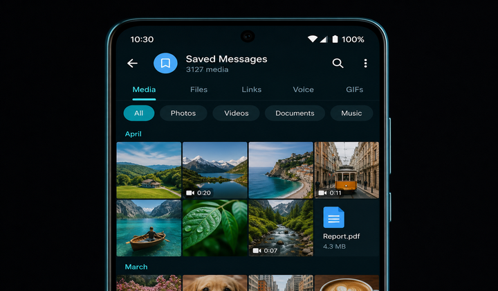 Telegram Android 媒体画廊分 Tab 界面
