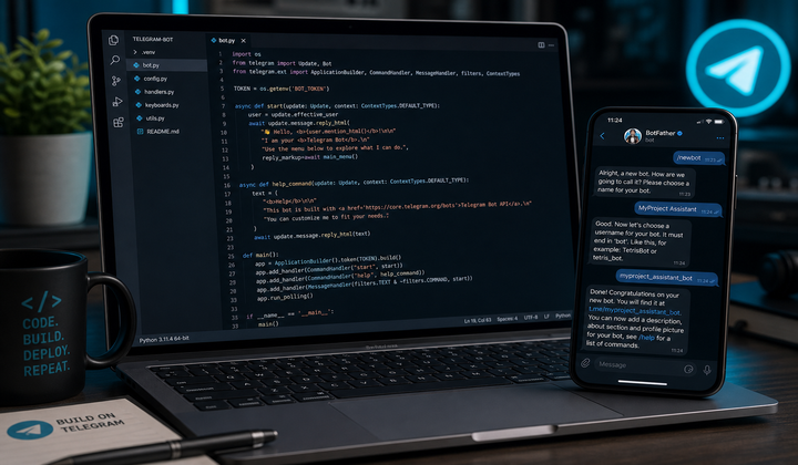 Telegram Bot API 与 BotFather 开发界面